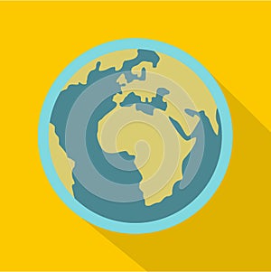 Blue planet Earth icon, flat style