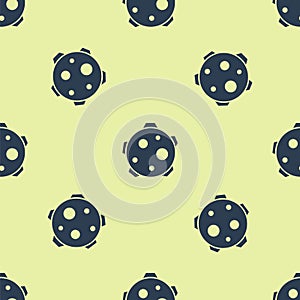 Blue Planet icon isolated seamless pattern on yellow background. Vector Illustration
