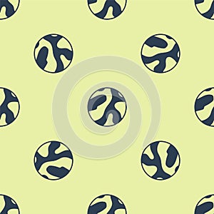 Blue Planet icon isolated seamless pattern on yellow background. Vector Illustration