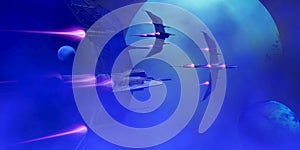 Blue Planet and Moons