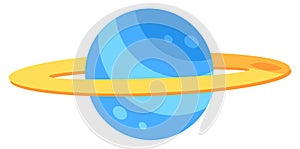 Blue Planet With Ring Around Flat Icon