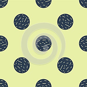 Blue Planet Venus icon isolated seamless pattern on yellow background. Vector Illustration