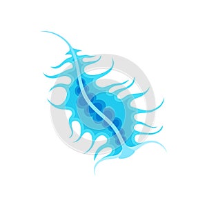 Blue plankton with tentacles. Vector illustration on white background.