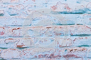 Blue plaster brick wall texture. Old retro building background copy space. Orange stones surface,detailed stone backdrop