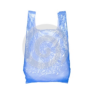 Blue plastic bag isolated on white