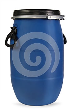 Blue plastic barrel