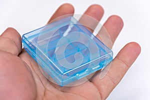 Blue plastic battery holder
