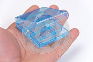 Blue plastic battery holder