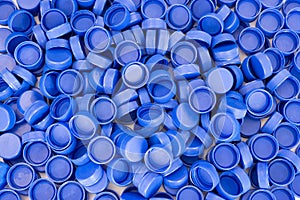Blue plastic bottle caps