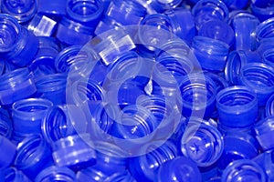 Blue plastic bottle caps