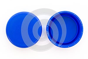 Blue plastic bottle caps