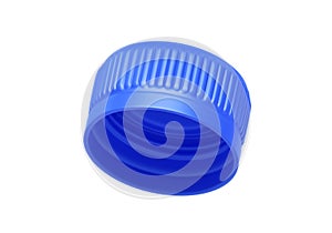 Blue plastic bottle caps isolated on white background