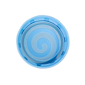 Blue plastic bottle cup isolated