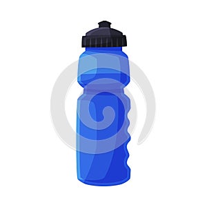 Blue Plastic Bottle, Fitness and Sports Equipment Vector Illustration on White Background