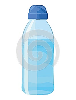 Blue plastic bottle icon with refreshing purified water