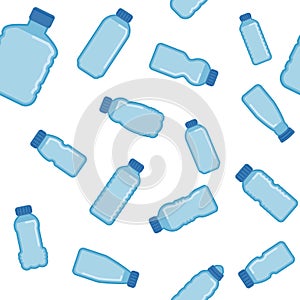 Blue plastic bottle pattern background.