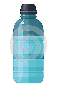 Blue plastic bottle with purified drinking water