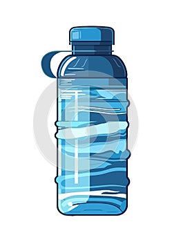 Blue plastic bottle with purified water icon