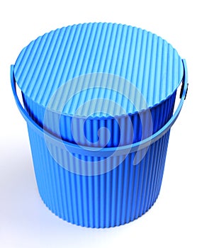 Blue plastic bucket