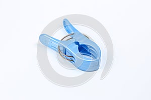 Blue plastic cloth pin clip