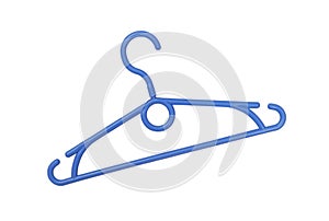 Blue plastic hanger is on white background