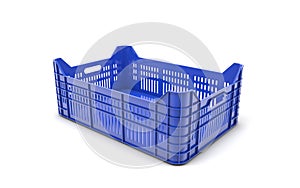 Blue plastic crate. 3d rendering