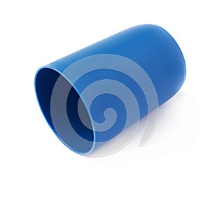 Blue plastic cup isolated over white background