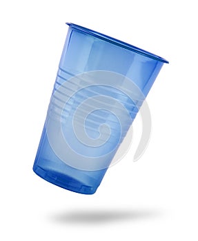 The blue plastic cup isolated on a white background