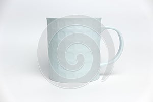 Blue plastic cup isolated on white background