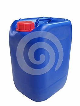 Blue plastic gallon jar
