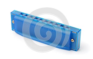 Blue plastic harmonica