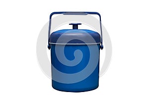 Blue plastic ice cooler isolate on white background