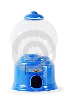 Blue plastic miniature empty candy machine