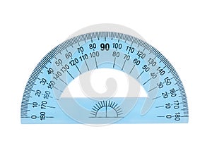 Blue plastic protractor ruler