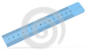 Blue plastic ruler  isolated on white background