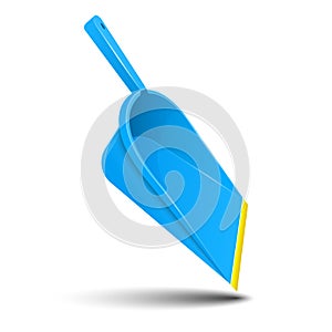 Blue plastic scoop for cleaning garbage. Vector illustration.