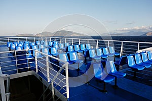 Blue Plastic Seats on Greek Ferry