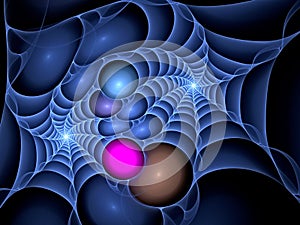 Blue plastic spiderweb fractal