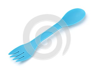 Blue plastic spork