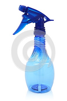 A blue plastic spray bottle