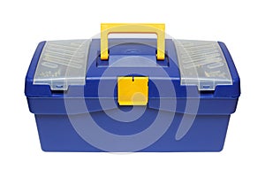 Blue plastic toolbox