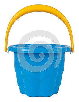 Blue plastic toy bucket