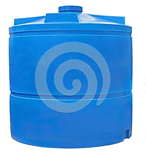 Blue plastic water and liquids barrel industrial container