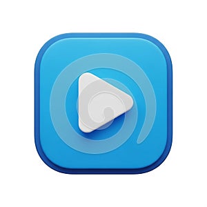 Blue Play Button Icon with White Triangle on White Background play icon video