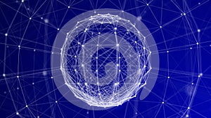 Blue Plexus Sphere Wire-frame Technology Background