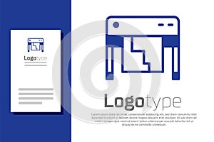 Blue Plotter icon isolated on white background. Large format multifunction printer. Polygraphy, printshop service. Logo