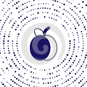 Blue Plum fruit icon isolated on white background. Abstract circle random dots. Vector