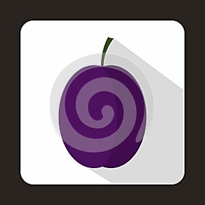 Blue plum icon, flat style