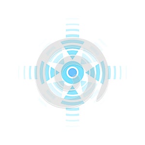 Blue point with concentric circles. Symbol of aim, target, healing, hurt, painkilling. Vector illustration