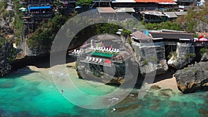 Blue Point or Suluban Beach the surfing paradise, a deck on a cliff overlooking the sea in South Kuta, Bali, Indonesia